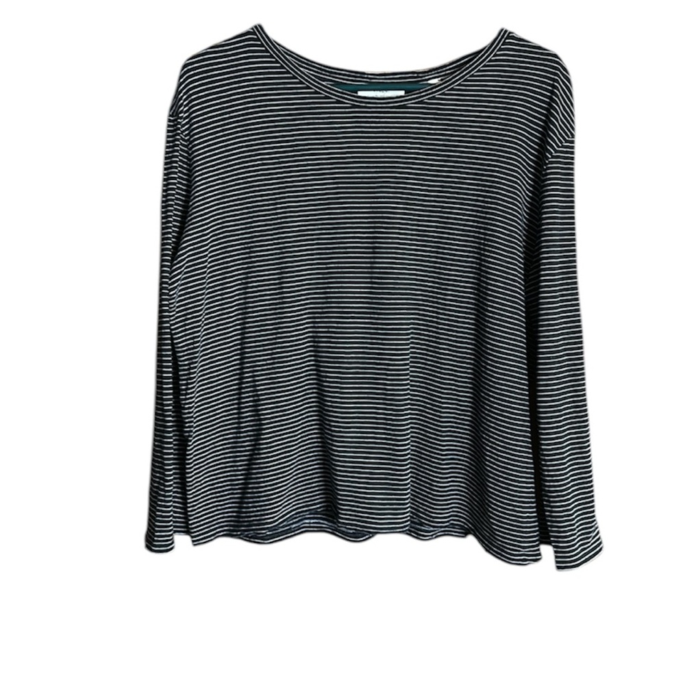 Vince Black and White Striped Relaxed Fit Tee Shirt